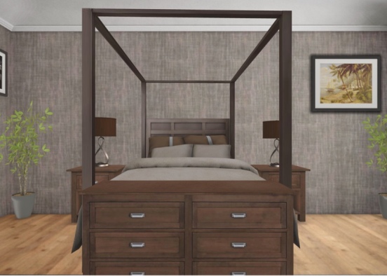 Brown bed Design Rendering