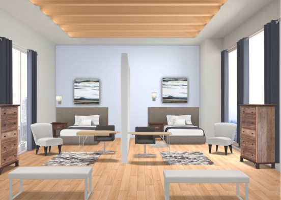 A symmetrical private duo room Design Rendering