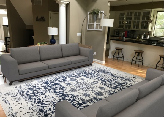 Gray sofa. No armchairs Design Rendering