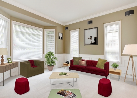 Homestyler green and red livingroom Design Rendering