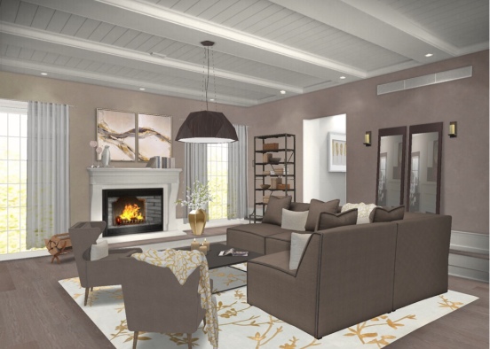 Brown living room Design Rendering
