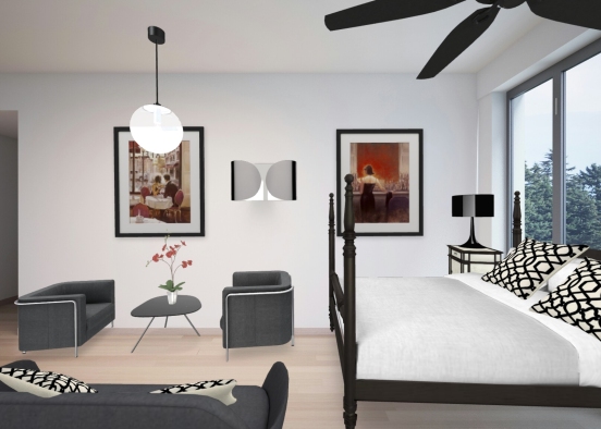 Bedroom with Seating Area Design Rendering