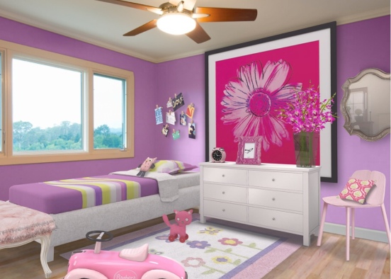 Girls bedroom Design Rendering