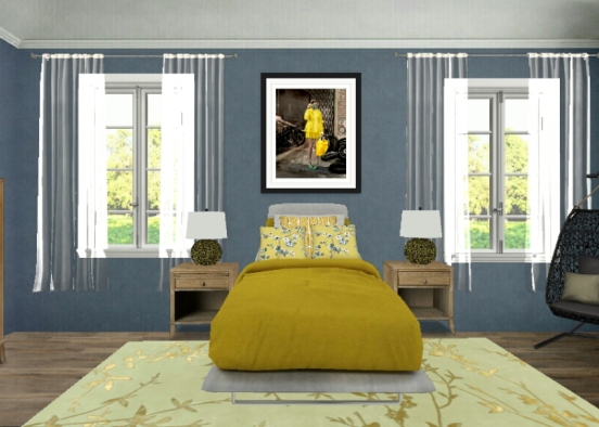 Yellow Bedroom Design Rendering