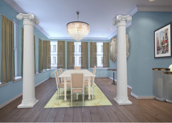 French inspired dining room Design Rendering