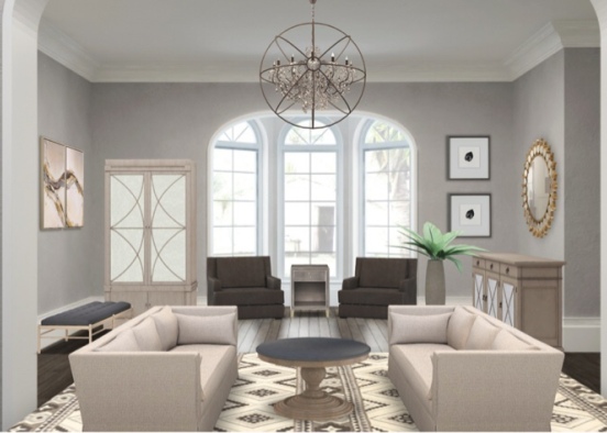 Modern glam livingroom Design Rendering