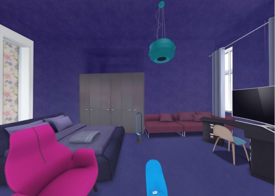 blue and purple room Design Rendering