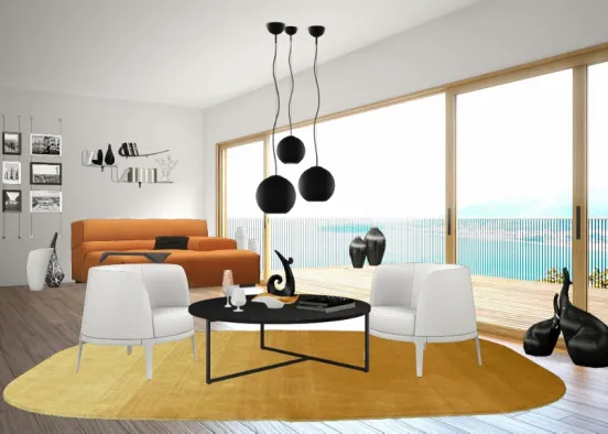Black,white 'n' orange relaxation Design Rendering