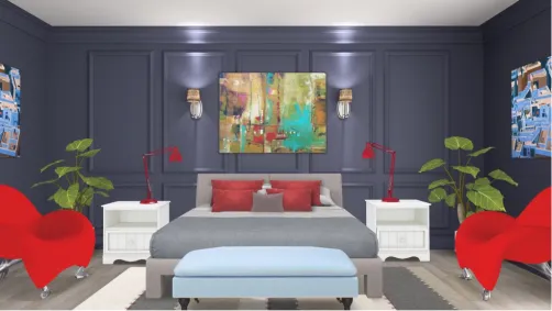 Bold red and blue