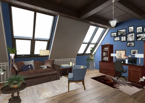 Attic office space Design Rendering