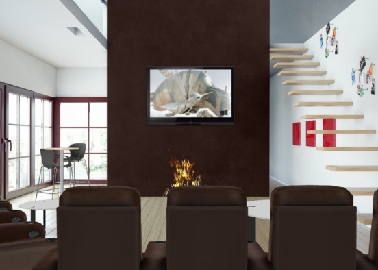 Cozy modern home theater  Design Rendering