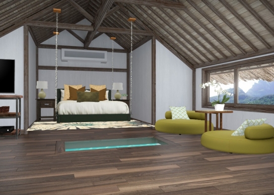 Bali Villa Green and brown exotic  Design Rendering