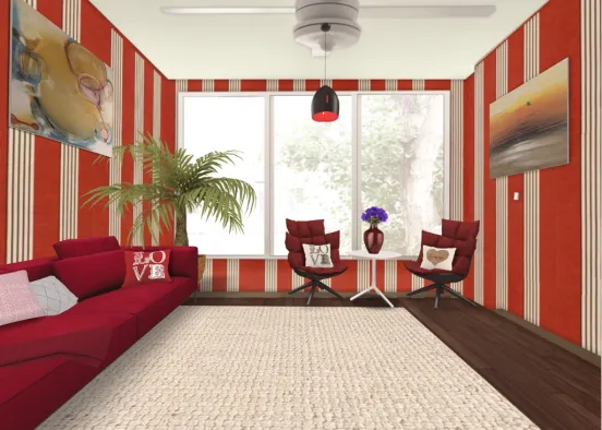 комната красного цвета Design Rendering