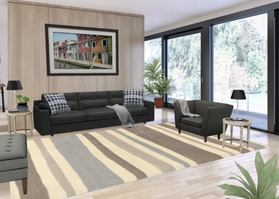 Classic Living Room Design Rendering