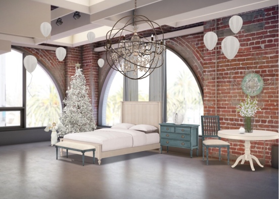 Loft Cristhmas bedroom Design Rendering