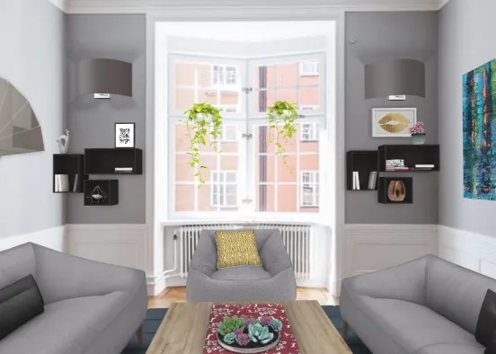 Tiny Modern Living Room  Design Rendering