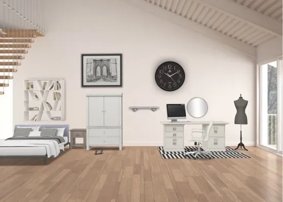 ANOTHER black and white aesthetic bedroom Design Rendering