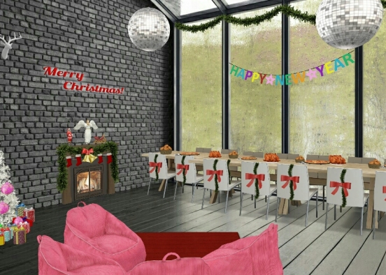 Happy New Year.New Year Party Design Rendering