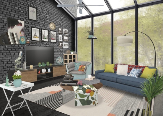 Modern Living Room  Design Rendering