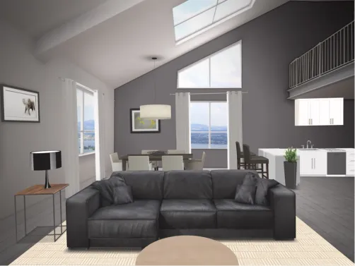 loft kitchen living room dining area I really like this one I just wish it was a little brighter than it is