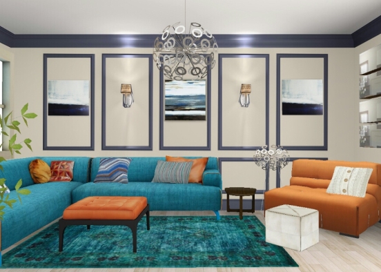 Calming Autumn Living Room  Design Rendering