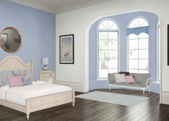 Blue and pink bedroom  Design Rendering