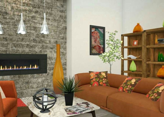 Fall colored living room Design Rendering