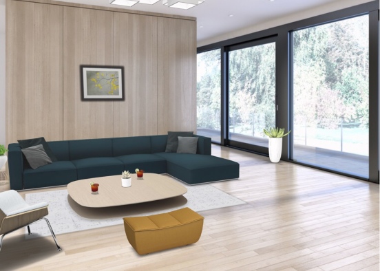 Simply Modern Living Room Design Rendering
