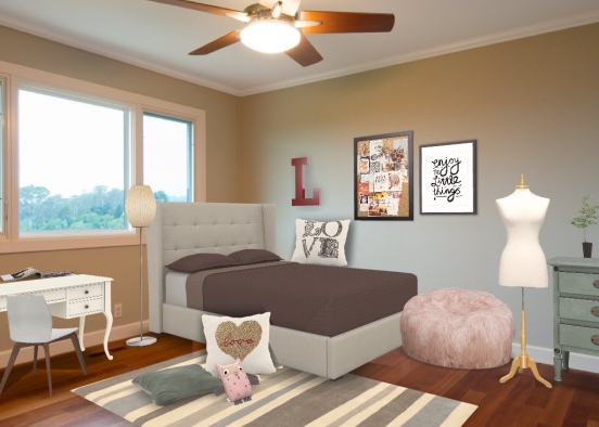 Comfy Teen Girl Bedroom Design Rendering