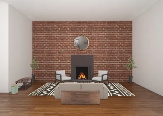 Brick living room design  Design Rendering