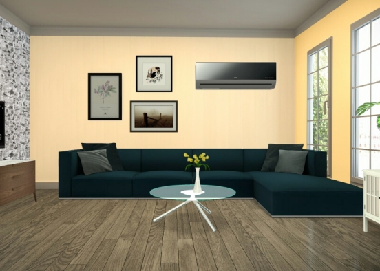 Small living room with all the essentials like ac.   Tv.  Etc IN short a smart living room Design Rendering