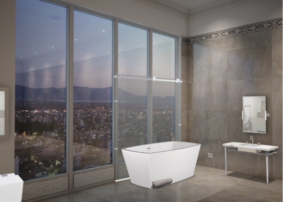 luxury city bathroom  Design Rendering