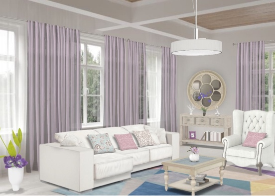 soggiorno luminoso con colori chiari e sofisticato   Design Rendering