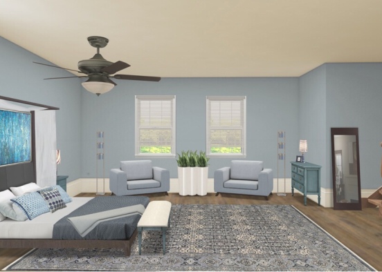 Blue studio bedroom  Design Rendering