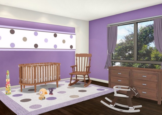 purple baby girl nursery  Design Rendering