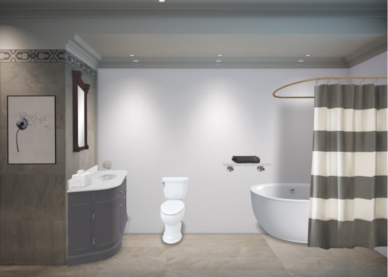 grey and marble bathroom Design Rendering