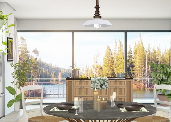 Lakeside country kitchen Design Rendering