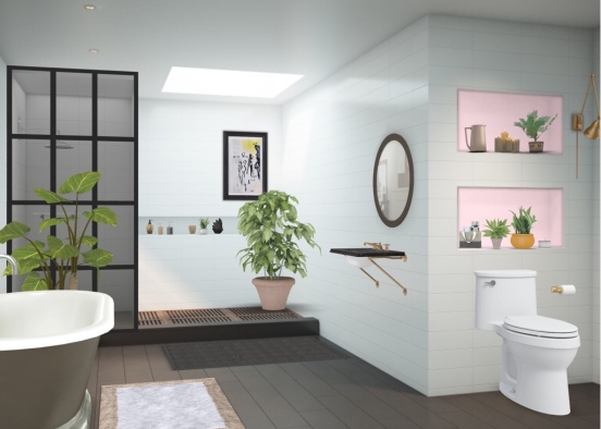 White Bathroom Design Rendering