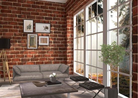 Industrial Living Room Design Rendering