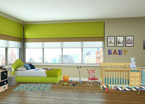 Dormitorio niño y bebé Design Rendering