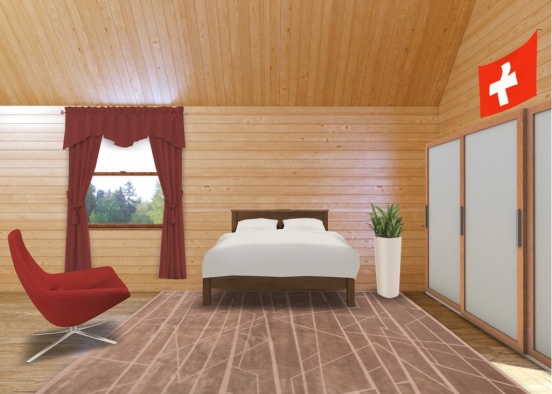 Swiss chalet bedroom Design Rendering