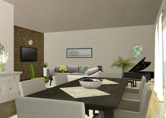 Living and dining room Design Rendering