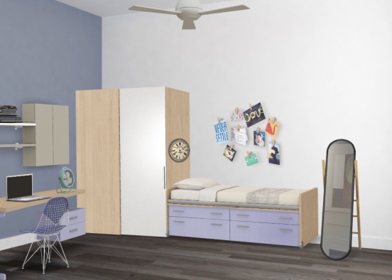 Tennage girl bedroom Design Rendering