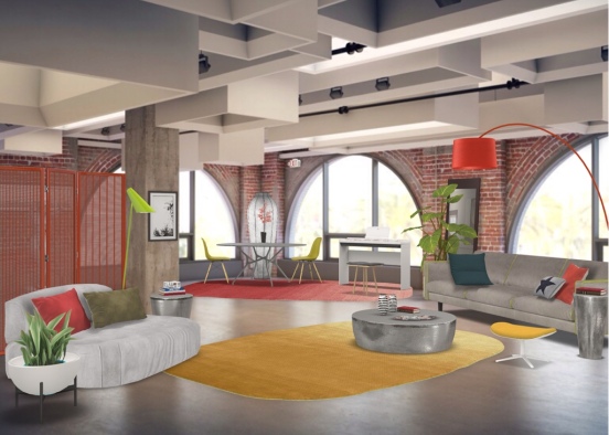 Red and yellow loft Design Rendering
