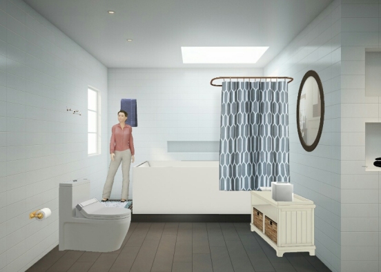 Salle de bain en blanc  Design Rendering
