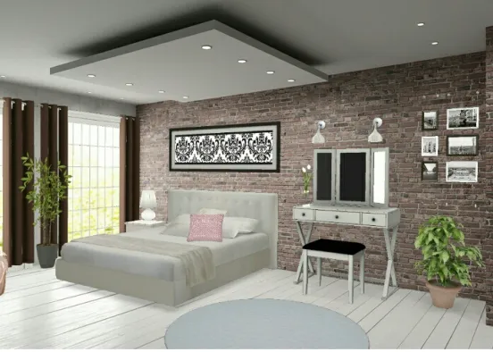 Bedroom with pink  Design Rendering