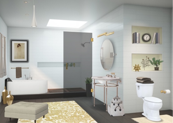 Gold bathroom Design Rendering