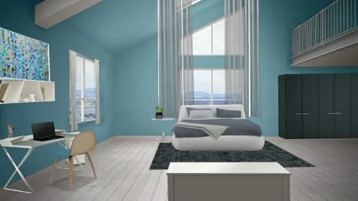 Chambre bleu clair pour ado