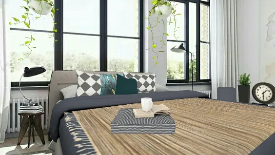 Bed by the window Design Rendering