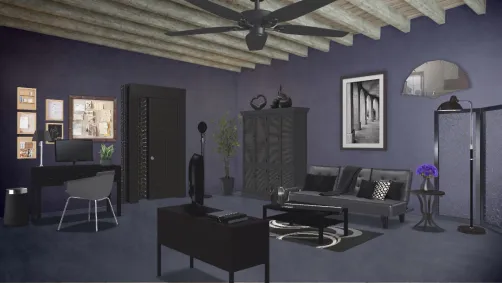 Dark, dark, modern bedroom 